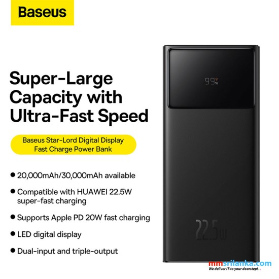 Baseus Star-Lord 30000mAh 22.5W Digital Display Fast Charge Power Bank Black